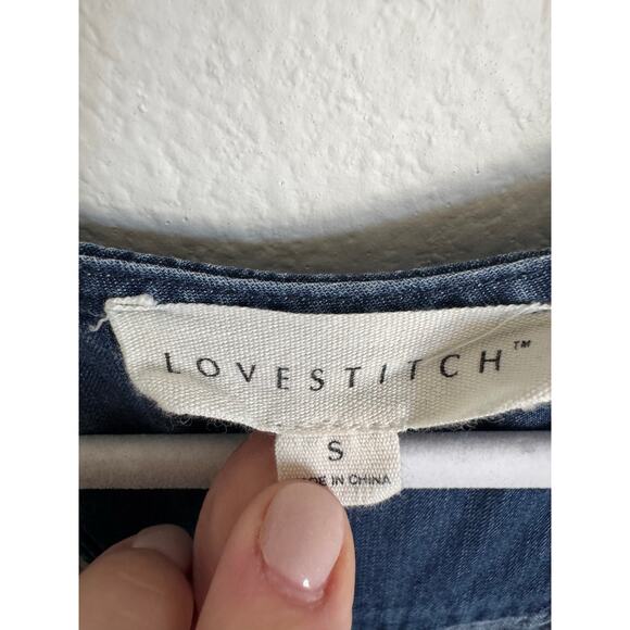 Lovestitch Women's One-Piece Denim Jumpsuit Size Small Romper Tank Top - Picture 3 of 11